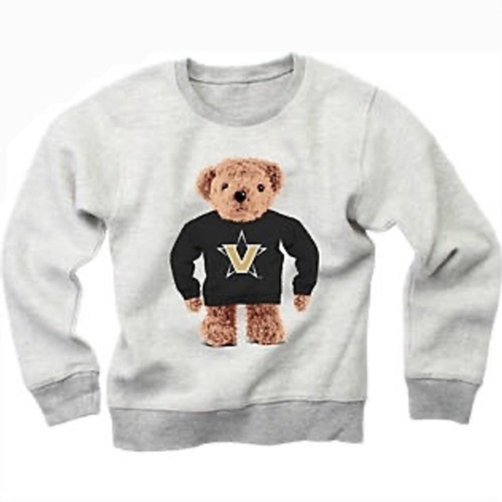 Wes and Willy Vanderbilt Commodores Teddy Bear Sweatshirt Gray Kids 4T Pullover
